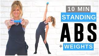 10 Minute STANDING ABS Workout With Dumbbell Weights For Women!