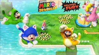 SUPER MARIO 3D WORLD BOWSER'S FURY  ( WORLD 1 ) 4 PLAYERS CO-OP WALKTHROUGH  #nintendoswitch