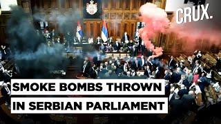 Tear Gas, Flares In Serbia's Parliament As Opposition Protests Fatal Collapse of Train Station Roof