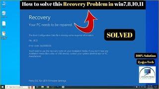 Your PC/Device Need to be Repaired BCD Error Code 0xc000000F | Windows Recovery Blue Screen Error