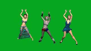 Dancing girls on a green background