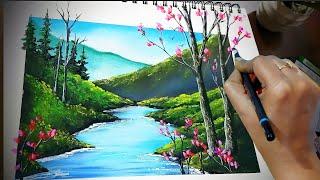 Real process to Draw Realistic Meadow with Pastel (step by step) for beginners - Soft Pastel Drawing