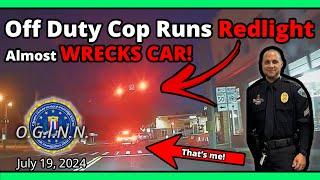 Off Duty Cop Runs Redlight & Almost Hits Another Car