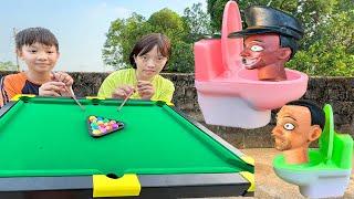 Kem Ốc Review bàn đánh Bida mini cho bé, khủng long bắt skibidi toilet, cứu Pikachu. Theu Chanel