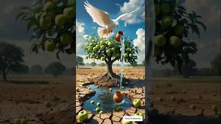 The big pigeon plants an apple tree and brings it in a tractor#ai #pigeon #apple #tree #farmer