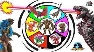 GODZILLA vs DINOSAURS Spinning Wheel Game Titan Tech vs Jurassic World Robots Figures