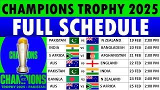 ICC Champions Trophy 2025 Schedule | ICC Champions Trophy 2025 Schedule, Fixtures, Venues & Timings