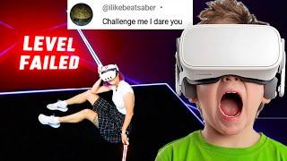 6 Year Old Challenges Me To HARDEST Beat Saber Song