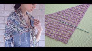 Самая простая шаль крючком для начинающих*How to Crochet a Super Scarf for beginners* Бактус Урок 47