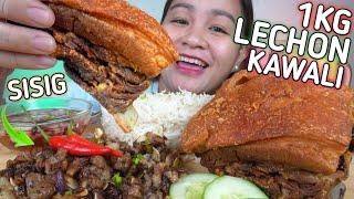 1KG LECHON KAWALI AND SPICY SISIG MUKBANG | PUTOK BATOK