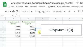 Пользовательские числовые форматы в Google Таблицах (Custom number formats in Google Sheets)