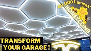 The Best Garage Lighting! ️ LED Hexagonal Grid Honeycomb Lights | Tesla Garage Setup Install