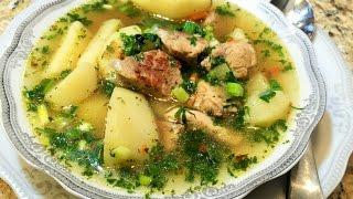 КАРТОФЕЛЬНЫЙ СУП -СОУС С МЯСОМ. Любимый суп мужчин.(Potato Soup With Meat Russian style)