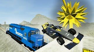 БЕЗ ТОРМОЗОВ НА ПОЕЗДЕ С МАШИНАМИ! Гоша и Чич крушение машин в игре Beamng drive.