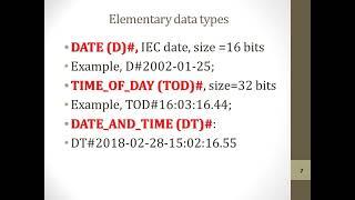 Lecture 2. Data types / PLC basics