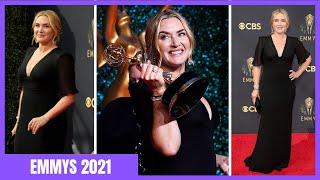 Kate Winslet Stuns In a Plunging Black Gown - Emmys 2021