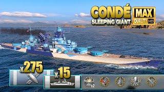 Cruiser Condé: 4k base XP game on map "Sleeping Giant" - World of Warships