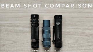 [Beam Shot Comparison] Wurkkos WK03 vs Convoy S2+ vs Sofirn SC32