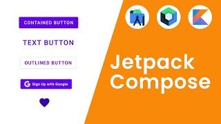 Button (Contained, Outlined, Text, Icon, Text with Icon) - Jetpack Compose