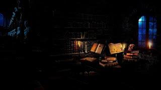  SPOOKY DARK ACADEMIA LIBRARY ASMR AMBIENCE | Relaxing Rain and Thunderstorm Sounds, Ghosts Moaning