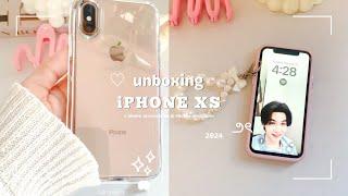 ️iPhone XS Unboxing in 2024 I aesthetic I ( rose gold ) + accessories & shuffle wallpaper