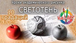 Светотень - 10 градаций. Как рисовать объем. Академический рисунок. Рисуем вместе с Viki-ART