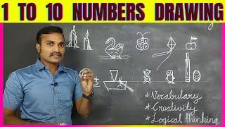 How to Draw from Numbers 1 to 10 | How to Draw pictures using numbers l Drawing from 1 TO 10 |