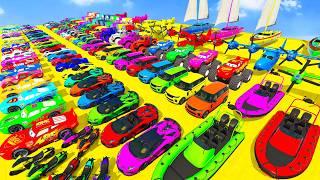 GTA V SPIDER-MAN 2️ New Crazy Car Racing Challenge Friends With Super Car Motorcycle Plane and Boat