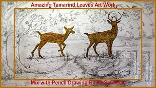 Tamarind leaves sticking as deer background decoration #part 3 finish - Mr. Sopheak