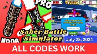 *All CODES WORK* Saber Battle Simulator ROBLOX, July 28, 2024