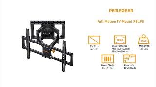 Installation Video--Perlegear PGLF8 Full Motion TV Wall Mount for 42-85 inch TVs