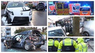 2023 12 13 - Schwerer Busunfall in Hohenlimburg - Bus fährt in geparkte Autos - Mehrere Verletzte