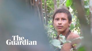 Footage of uncontacted tribesman in the Amazon rainforest