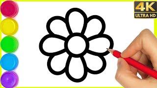 How to draw a rainbow flower drawing || Easy colourful flower drawing easy step by step || By Arya