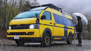 [$4,600]Rain Car Camping in DIY Camper Van Better Than Hotel.