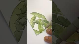 Banana leaves in water color #miniart #cardcreations #watercolorpainting #makeacard #diy #tropical