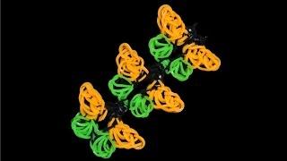 БАБОЧКИ из резинок только крючок. Фигурки из резинок Rainbow Loom.  Hook only butterfly.