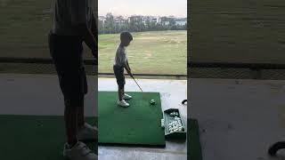 Zhafran golf practice. Trying to hit 50m. #kidsgolf #kidsgolfing #juniorgolf #juniorgolfer
