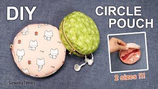 DIY CIRCLE POUCH BAG - 2 Sizes | How to Make a Cute Zipper Pouch Coin Purse [sewingtimes]