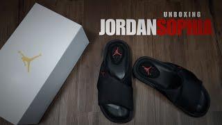 UNBOXING BLACK FIRE RED 2022 Jordan Sophia Slide