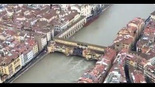 Polizia di Stato - Firenze, Monitoraggio livello dell'Arno dall'elicottero - www.HTO.tv