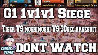 G1 Siege Tiger VS moshimoshi VS 30sec.ragequit - DONT WATCH (Summoners War)