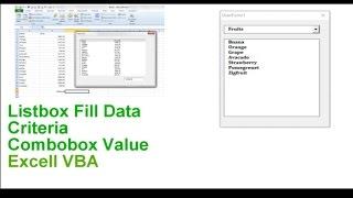 Listbox Fill Criteria Combobox Value Excell VBA