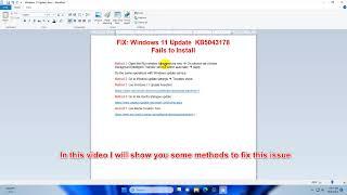 FIX: Windows 11 Update KB5043178  (Version 24H2) Fails to Install