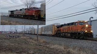 BNSF 6761 leads NS 13E w/BNSF 771 Warbonnet DPU East at Sharonville, OH