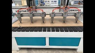 Unistar wood Multi-heads USM2040 cnc engraving machine with 6 spindles