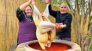 Village Recipes: Cooking A Huge Turkey with Vegetables for the Whole Family!