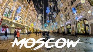 Moscow streets. Clean, safe, well illuminated. Walking Moscow with Gopro max.