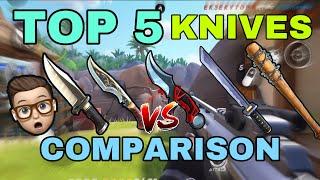 TOP 5 KNIVES Detail Comparison in Guns of BOOM!!