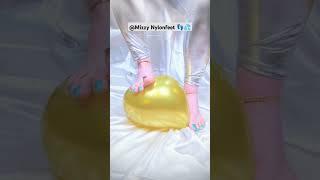 Mizzy Nylonfeet Balloon Popping with Feet and long toenails rubbing Balloon Pop with Feet Looner